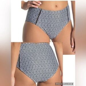 NWT Nicole Miller High-Waisted Bikini Bottom Geometric Print Size L